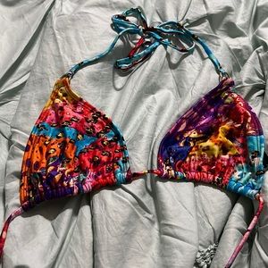 Neon Luli fama rhinestone bling leopard rainbow bikini triangle top